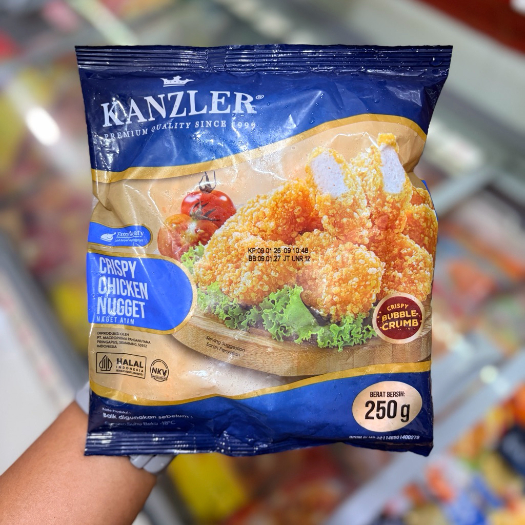 Nugget Ayam Kanzler Crispy 250 Gram dengan Crumb Berbuih, Lebih Garing