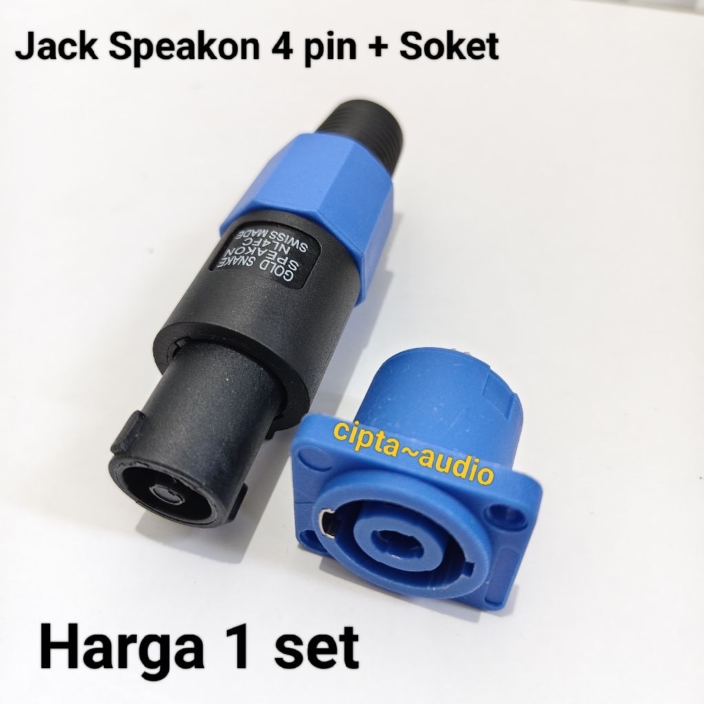 1set Jack Speakon 4pin + soket Original / Spikon dan soket