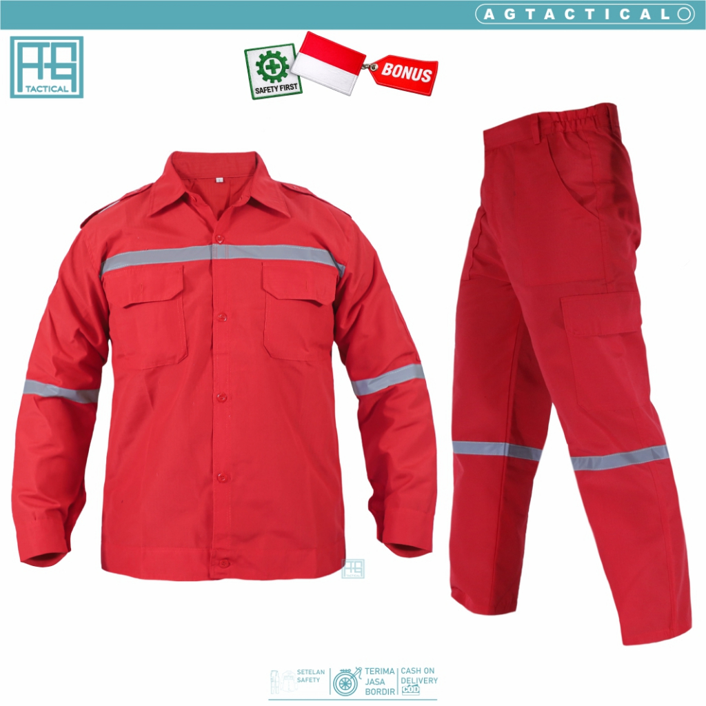 Wearpack Setelan Baju dan Celana Panjang Katelpak Safety Setelan Kemeja Seragam Kerja Proyek