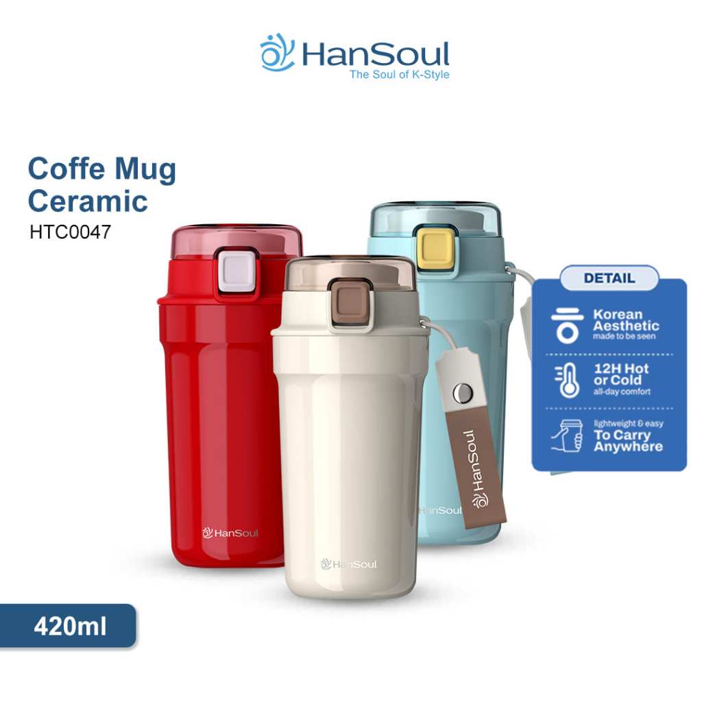 [XTL] HanSoul Coffee Mug Ceramic 420 ML - HTC0047 - Tumbler Mug Kopi Ceramic Keramik Tahan Panas Din