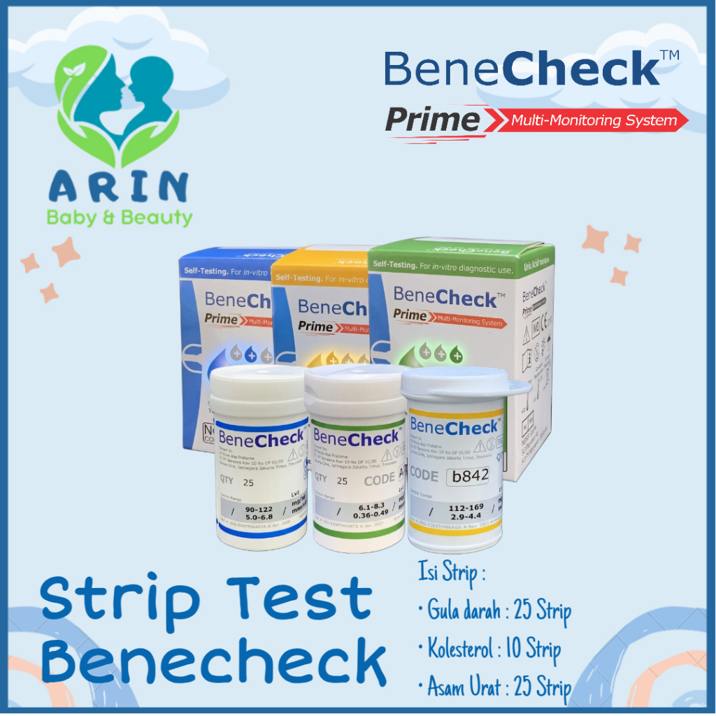 BENECHECK Strip  Test Alat Cek Darah BeneCheck Prime - (Gula Darah, Kolesterol, dan Asam Urat)