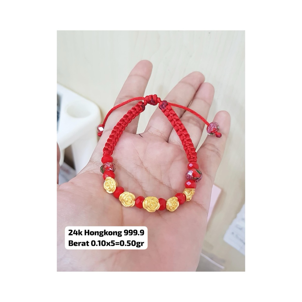 Gelang Emas Asli 5 Mawar 24K Hongkong 999.9