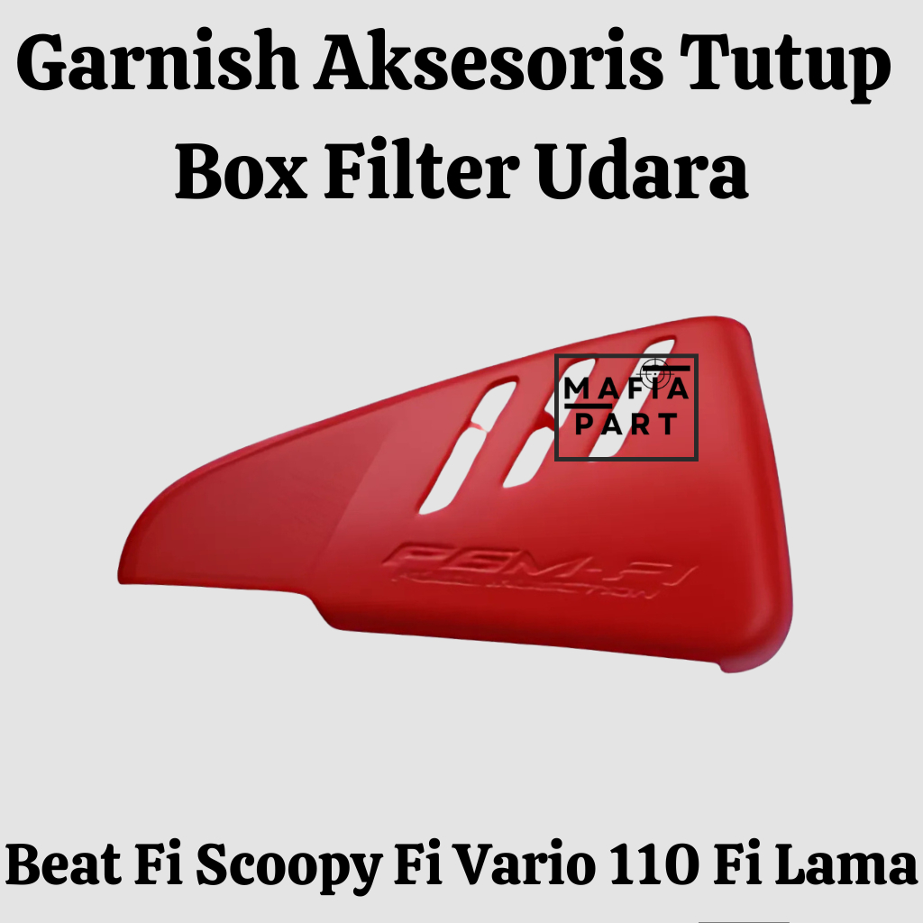Aksesoris garnish tutup box filter udara honda beat fi scoopy fi vario 110 fi lama garnish merah