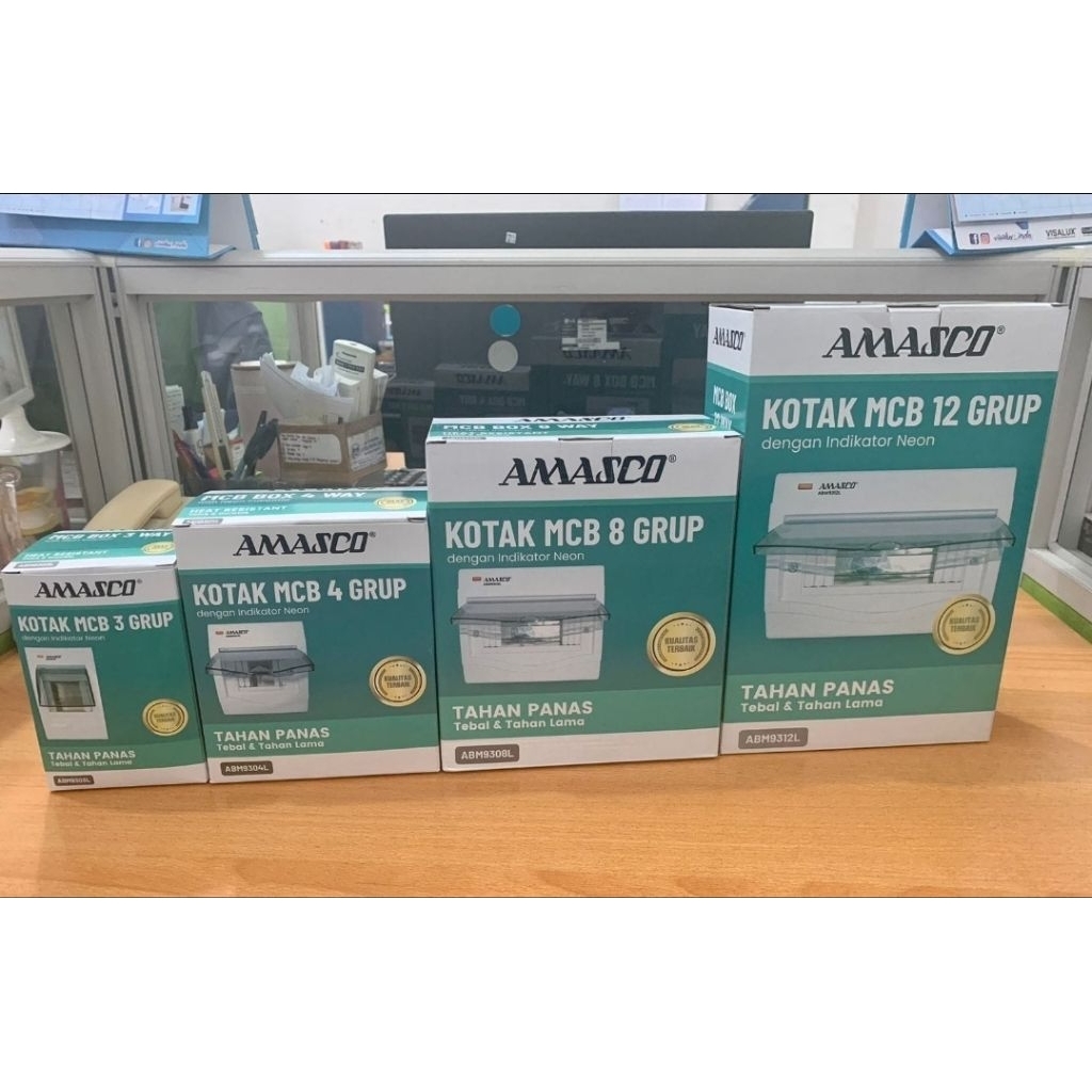 AMASCO Box MCB Kotak MCB 3 4 8 12 Grup Box MCB Transparan Ditanam Di tempel IB OB