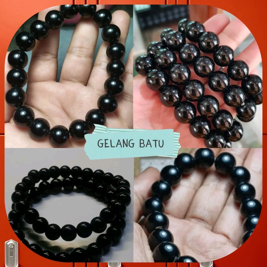 Gelang batu asli black onix natural