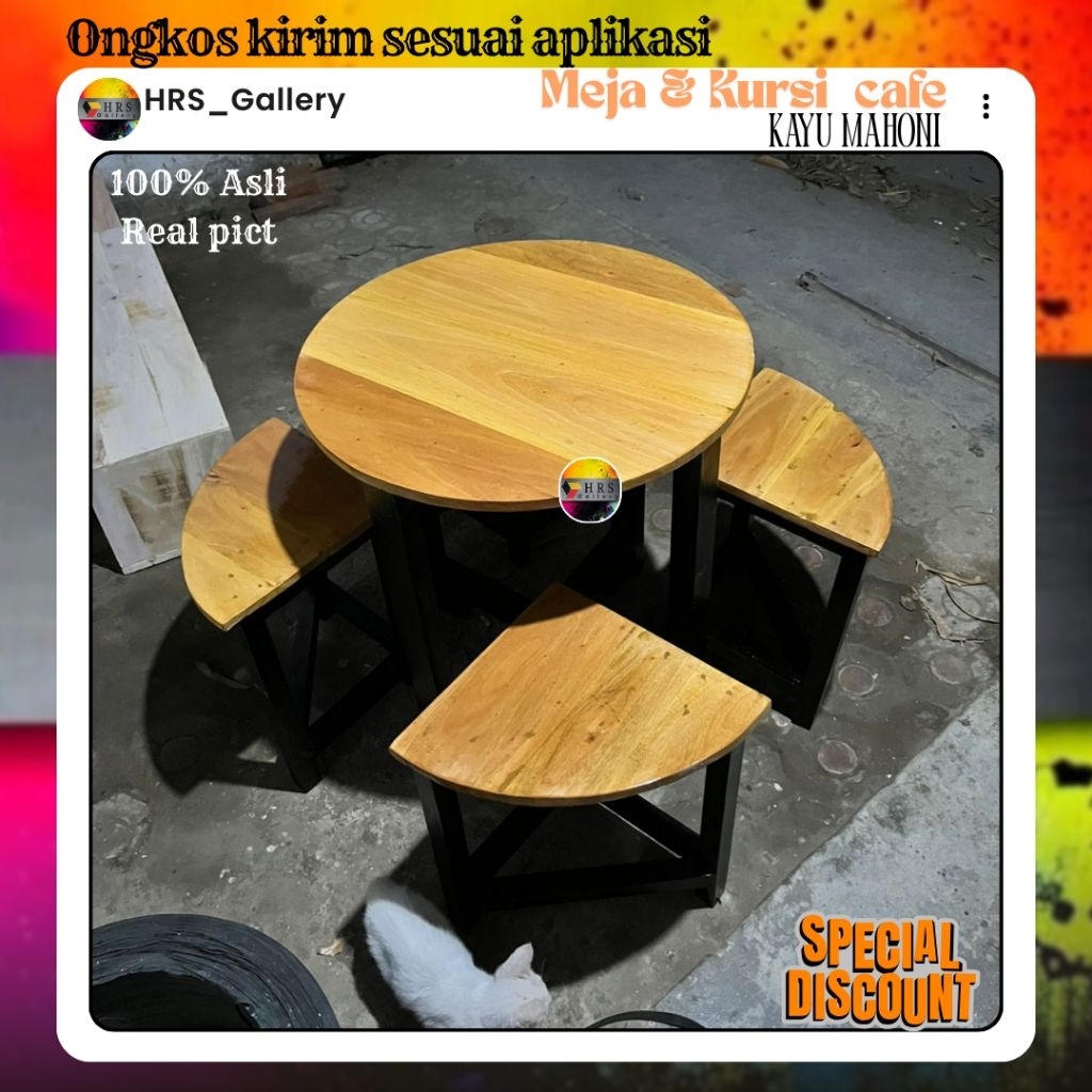 [ BEST SELLER ]set meja & kursi cafe bulat 1 meja 4 kursi