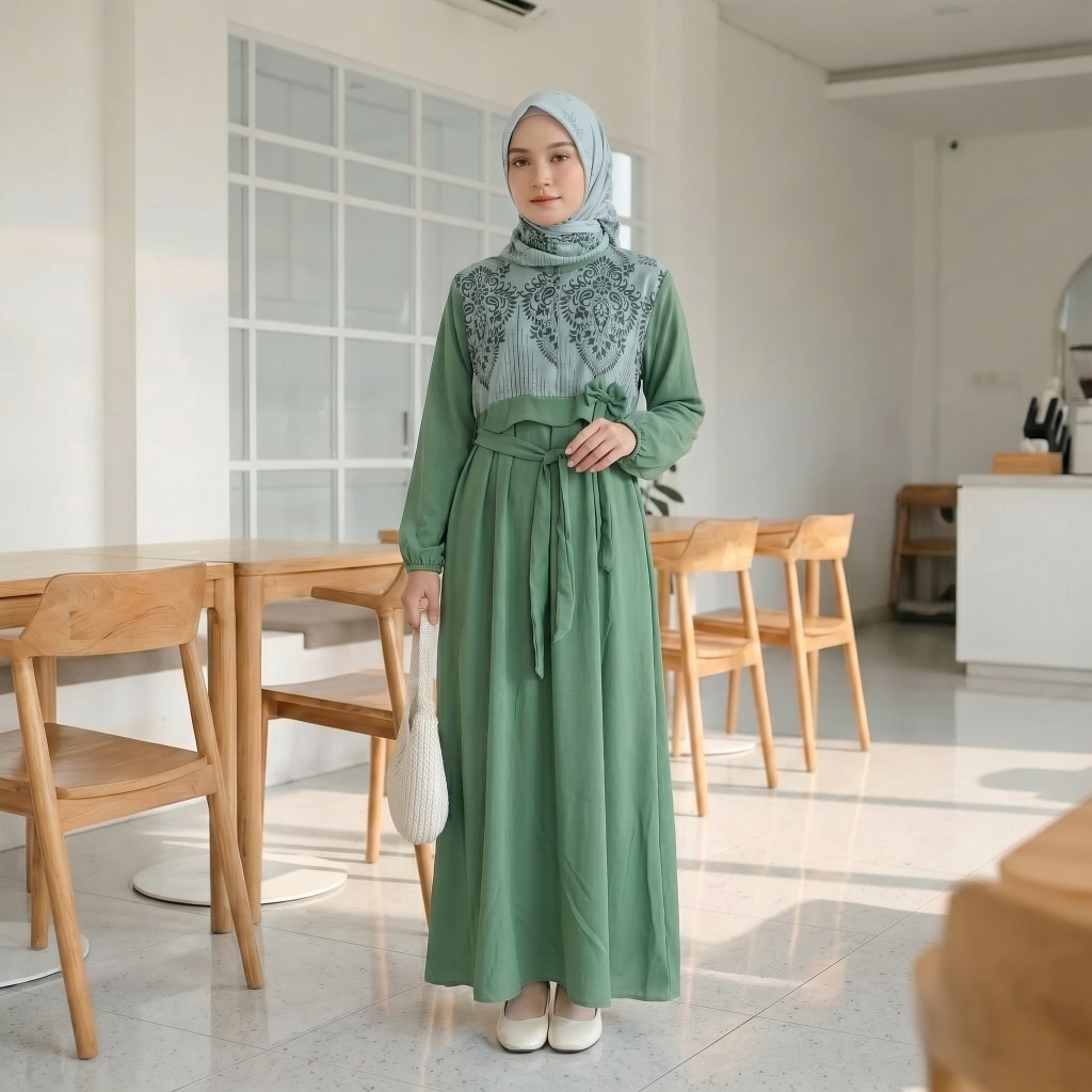 BAJU GAMIS AGNIA FREE HIJAB BAHAN CERUTY BABYDOLL PREMIUM