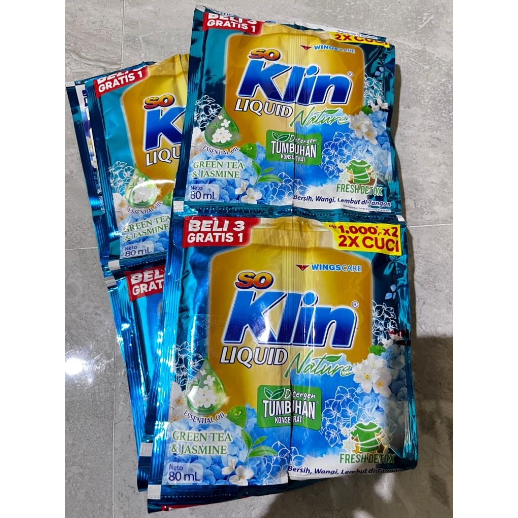 Soklin Deterjen Cair Mild Formula Plant Based 16 Sachet