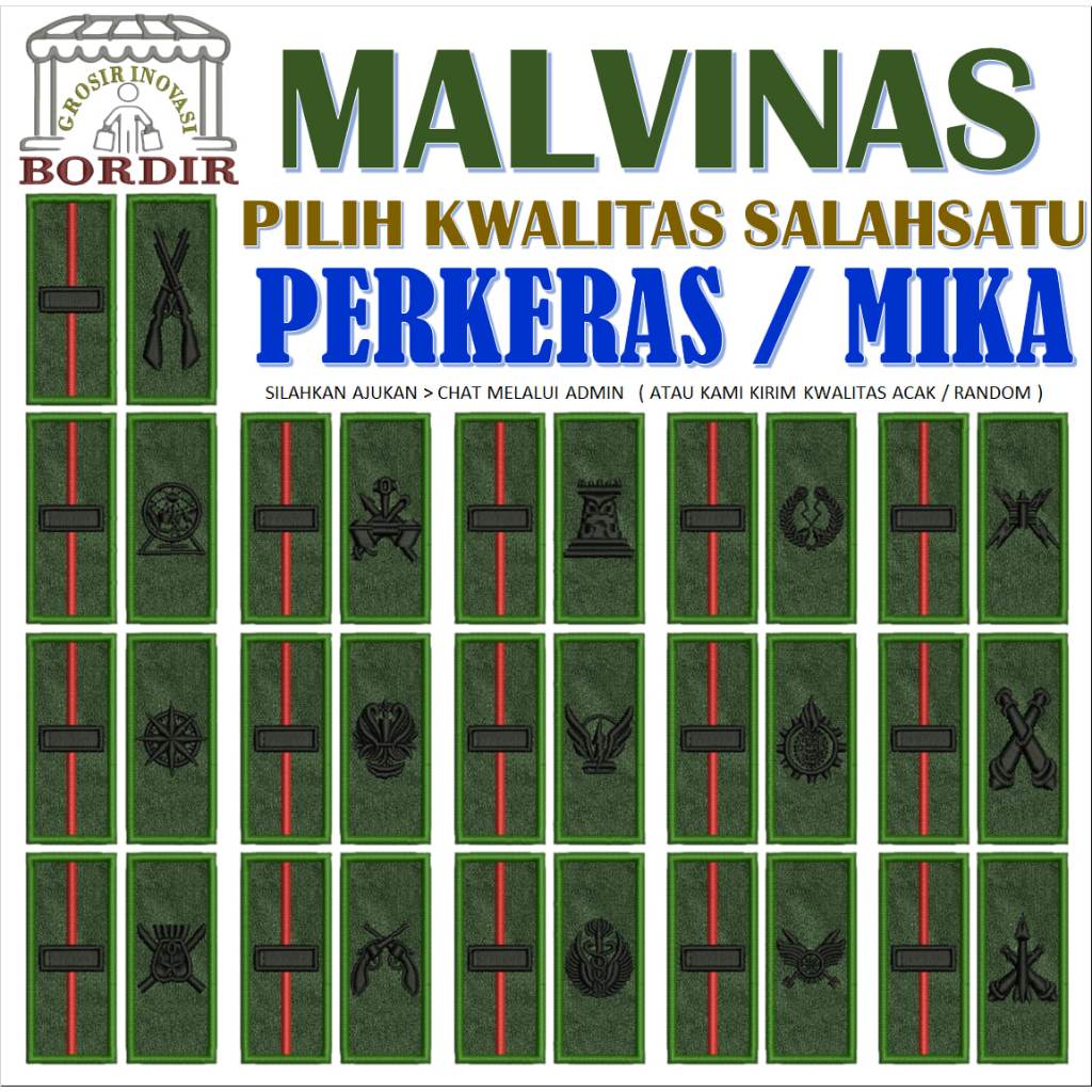 4 PANGKAT LETDA CORP KORP CORPS PDL MALVINAS TNI AD KOMANDO BORDIR LAGI EMBROIDERY GIB