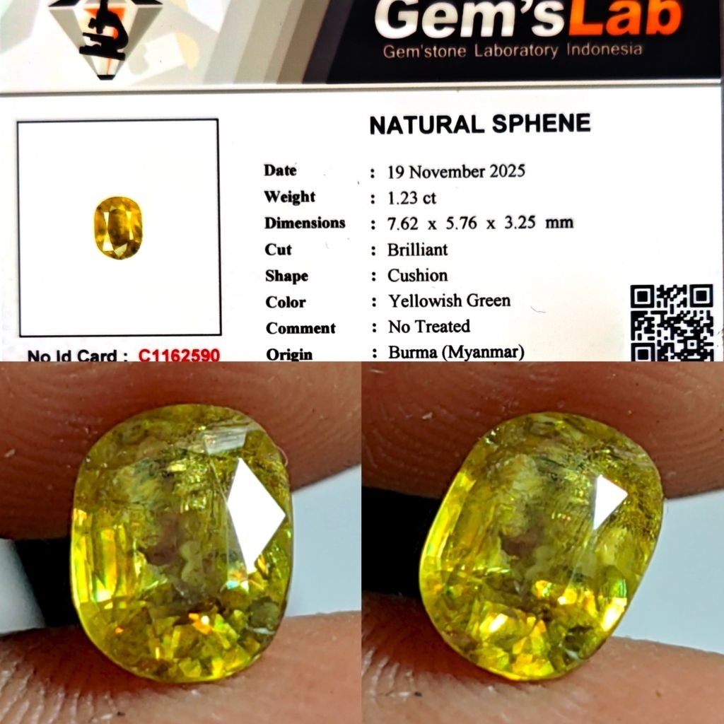 Natural Rainbow Sphene Burma No Treatment 1.23ct GLI Material Crystall Nice Rainbow Luster