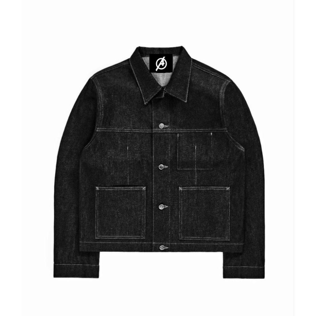 work shirt jacket TORAI black denim boxy fit