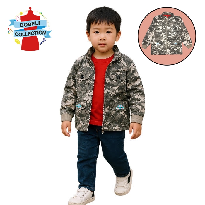 JAKET BOMBER OUTERWEAR ANAK LAKI-LAKI 5 - 6 TAHUN ARMY DCJB-0002