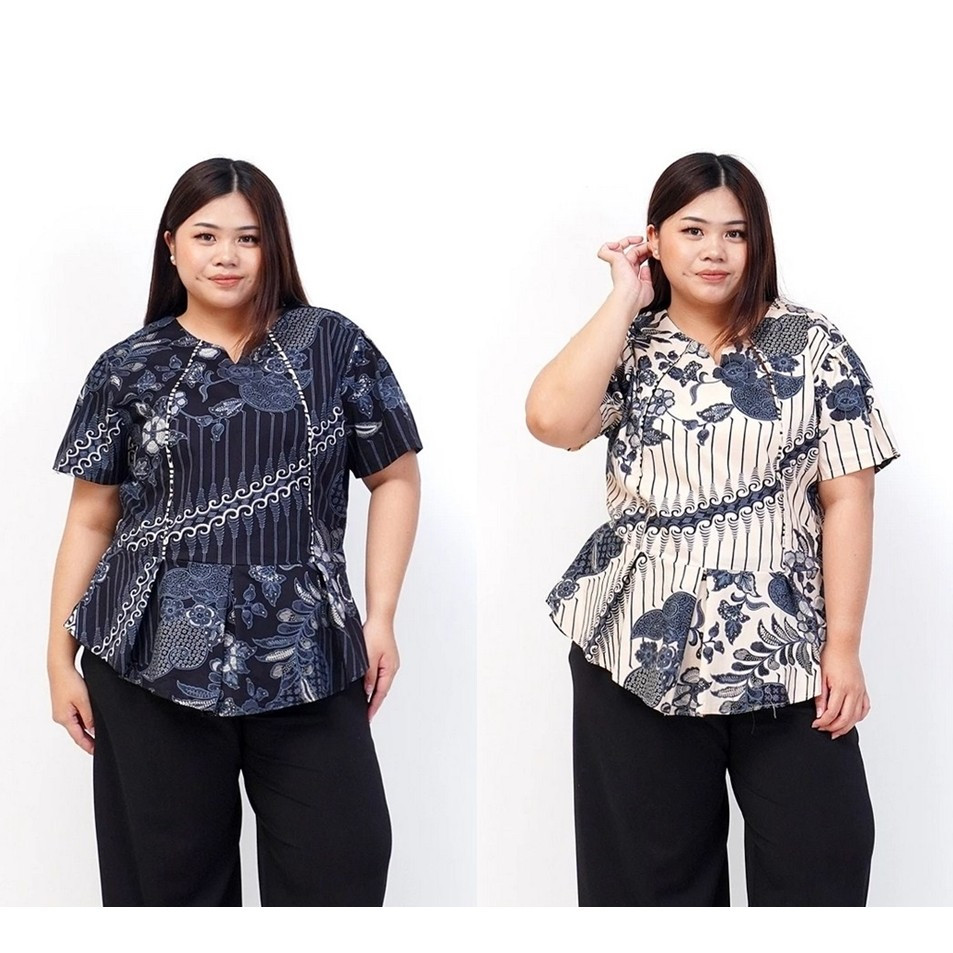 BAJU BLOUSE BATIK WANITA JUMBO BIG SIZE PREMIUM KEKINIAN 318 E OVERSIZE BAJU HAMIL CEWEK GEMUK GENDU
