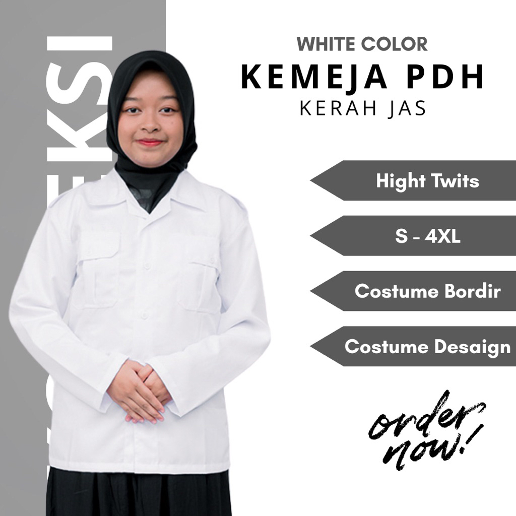 Baju Dinas Putih wanita Baju Putih PNS/ASN, Guru, Kemeja kerja wanita, Baju Pdh Putih Pangkat Putih