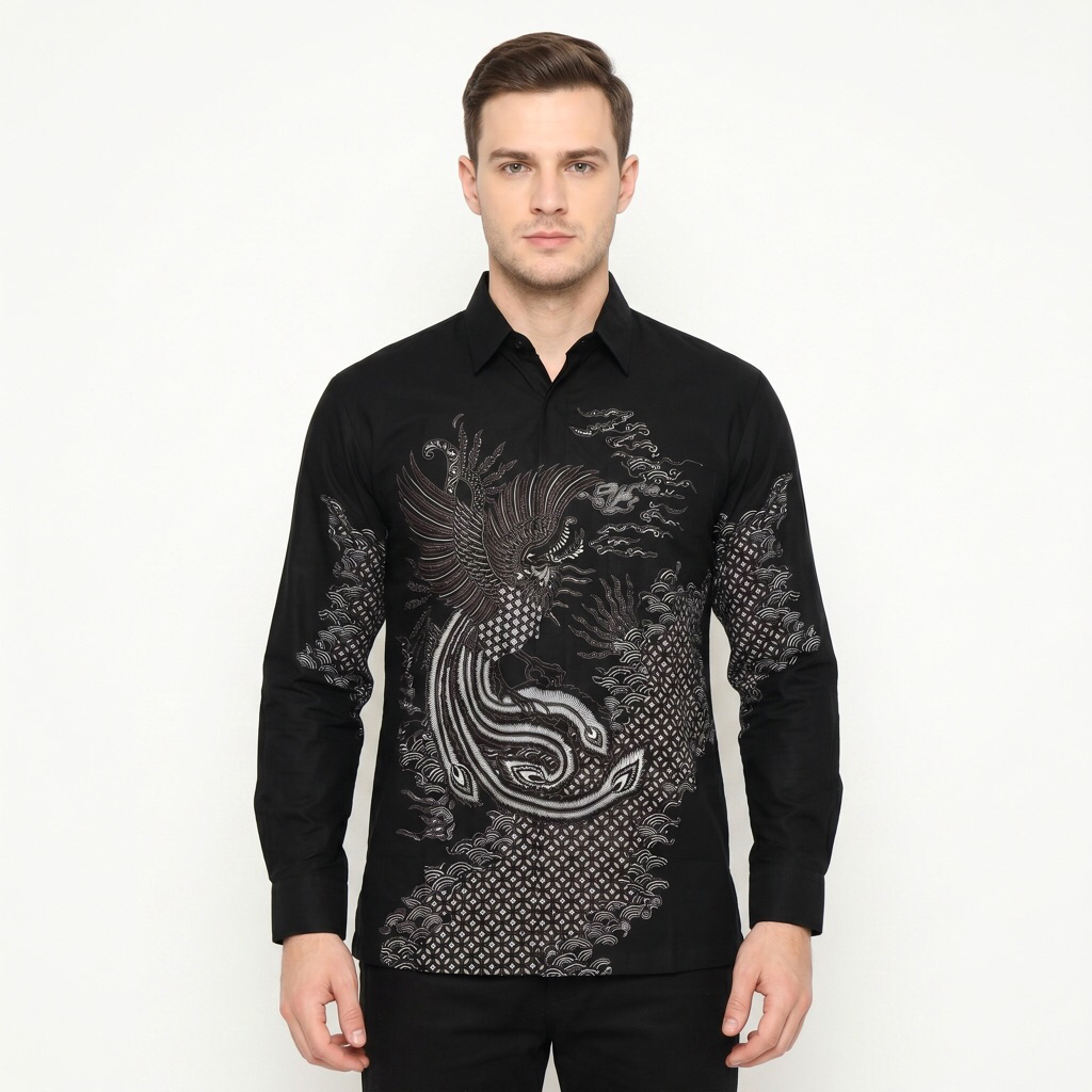 |Magnus| Kemeja Batik Pria Lengan Panjang Bahan Katun 40S Lapis Furring Arrow Warna Hitam
