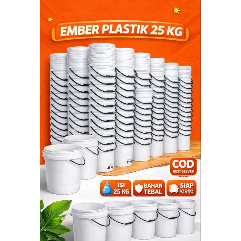 PAKET 10 PCS Ember Tutup 25 kg atau 20 Liter Putih Polos Bekas Namun sudah Bersih serbaguna