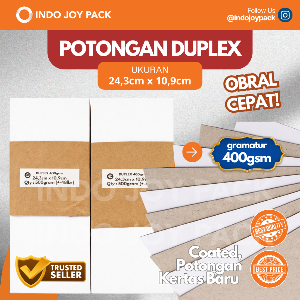 [Qty 500gr] 400gsm Kertas Potongan Duplex Coated 24,3 x 10,9 / Kertas Duplex / Potongan Kertas Duple