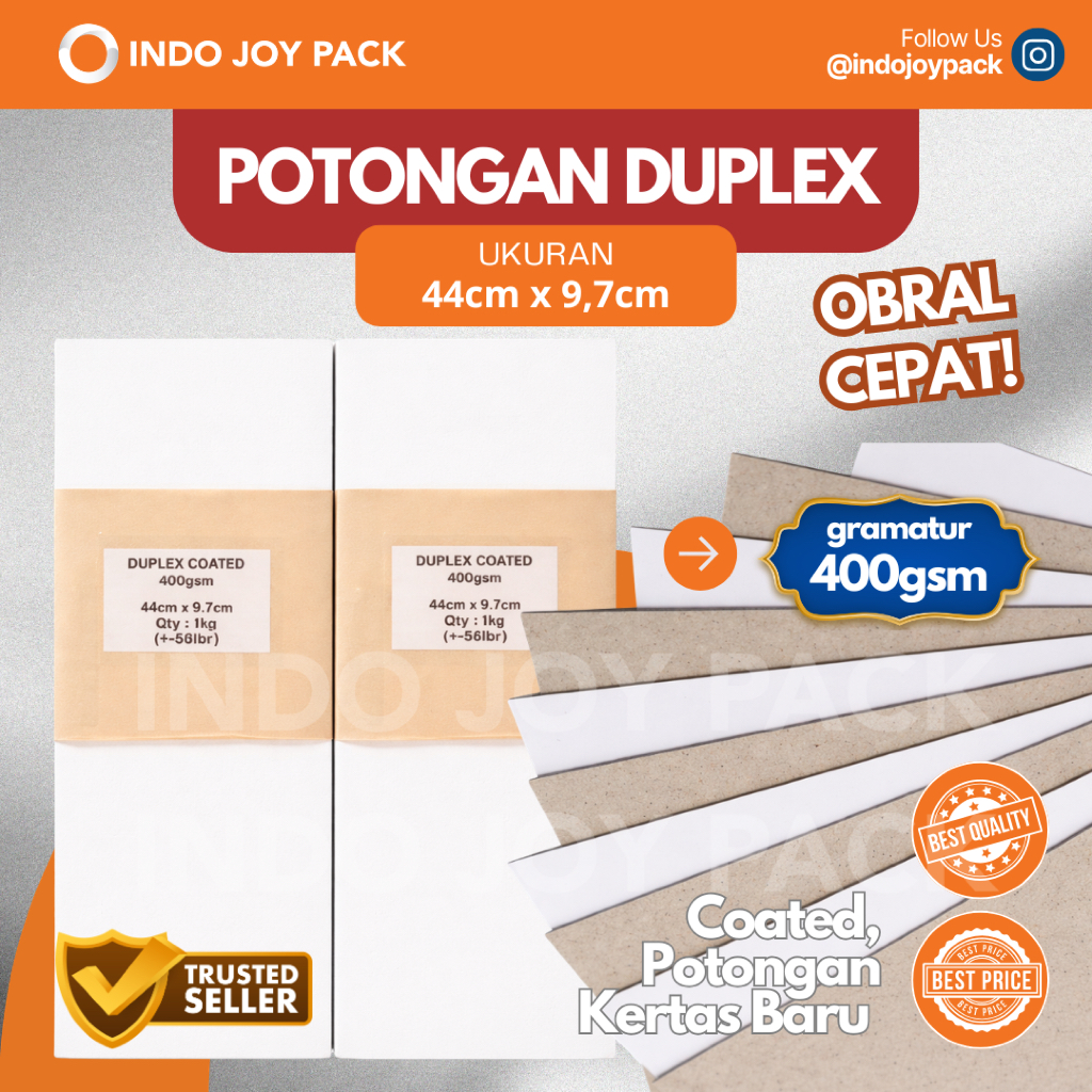 [Qty 1kg] 400gsm Kertas Potongan Duplex Coated 44 x 9,7 / Kertas Duplex / Potongan Kertas Duplex