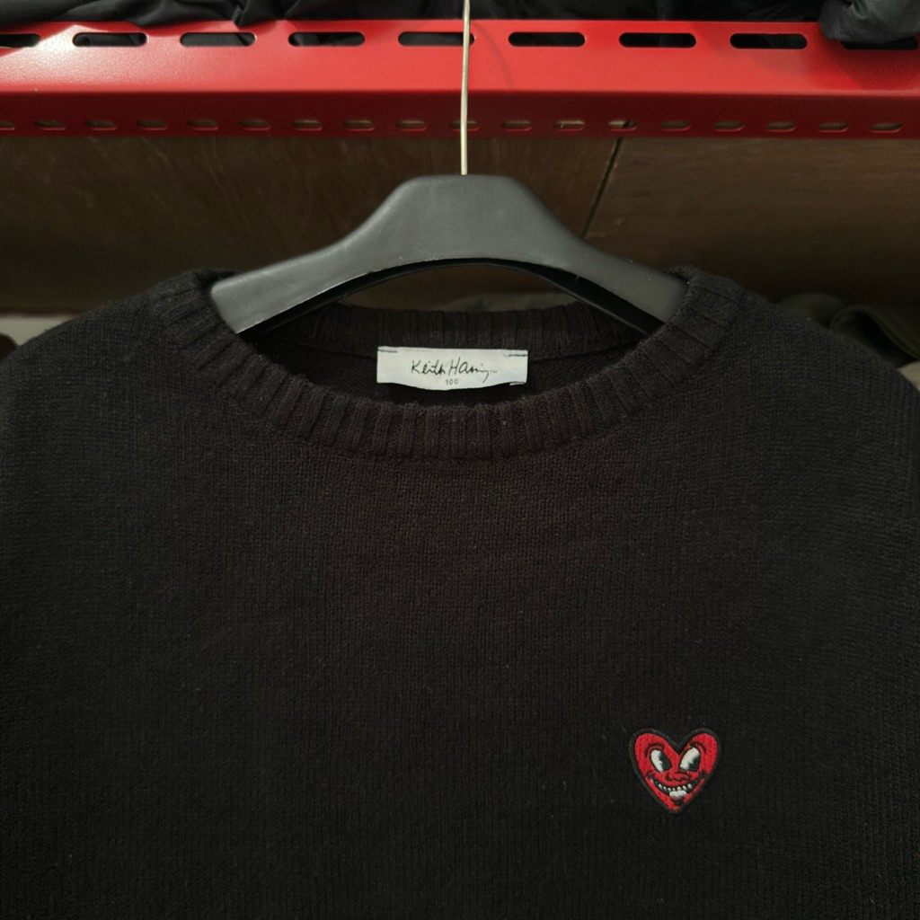 Knitwear rajut keith haring hitam boxy fit like new like cdg
