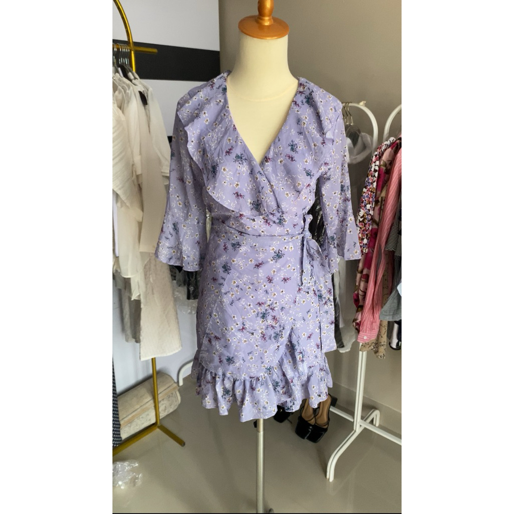 dress sifon kimono motif bunga