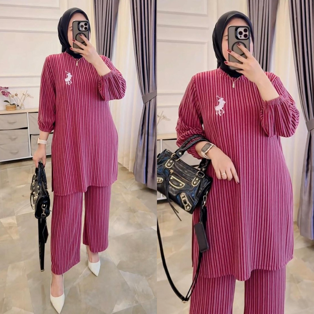 ayang store_setelan celana longtunik cantik kaos knit terbaru