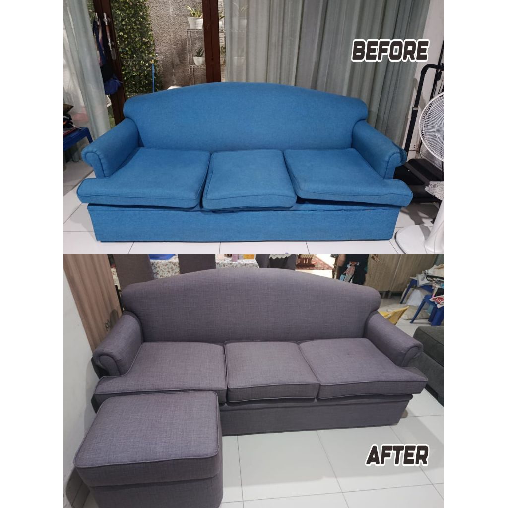 Servis Sofa L Ruang Tamu | Ganti Kain + Busa