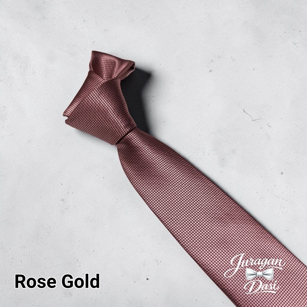 Dasi Pria Dasi Kantor Dasi Motif Kotak Halus Rose Gold