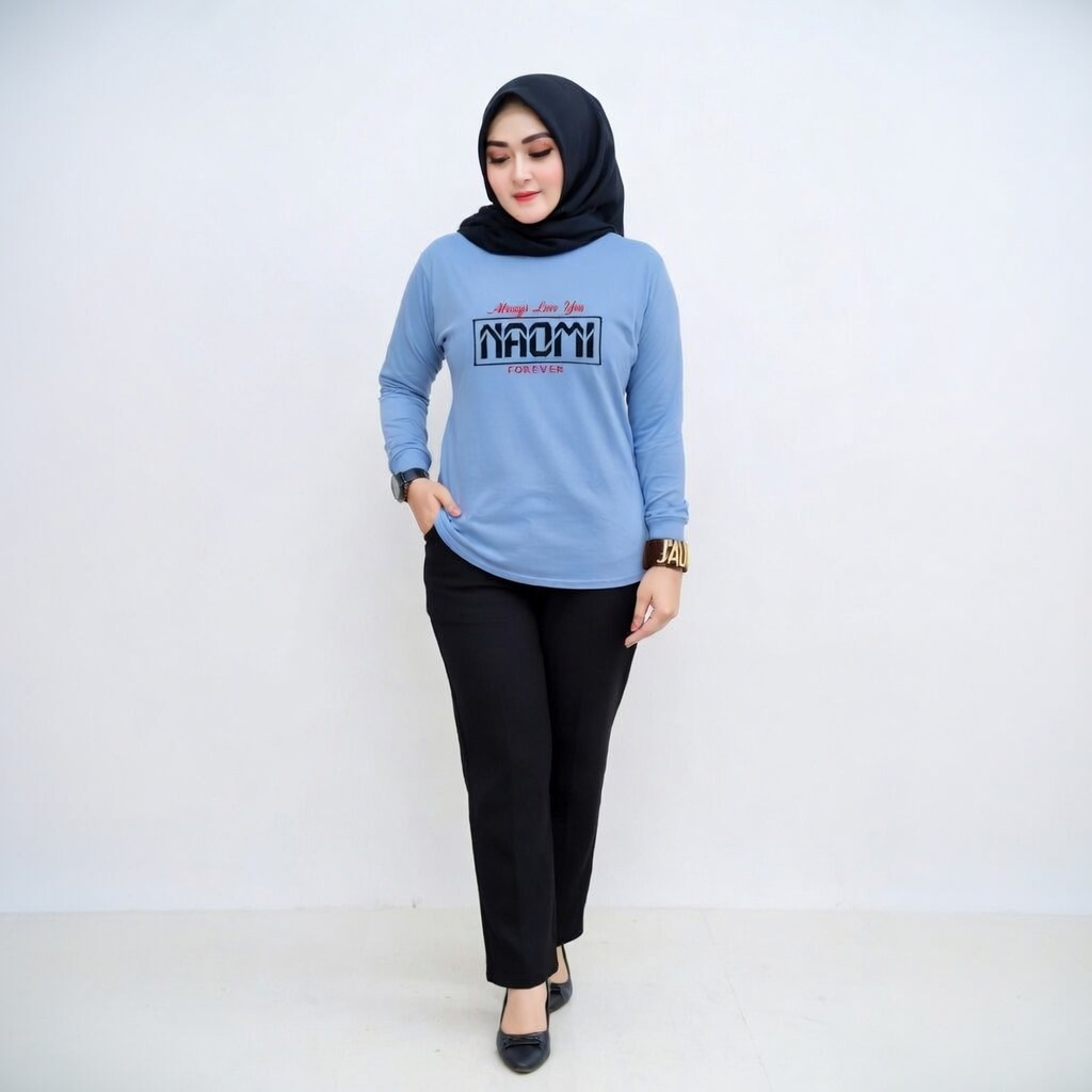 Kaos Wanita Lengan Panjang Bordir Motif - Lembut, Nyaman, dan Elegan - atasan lengan manset
