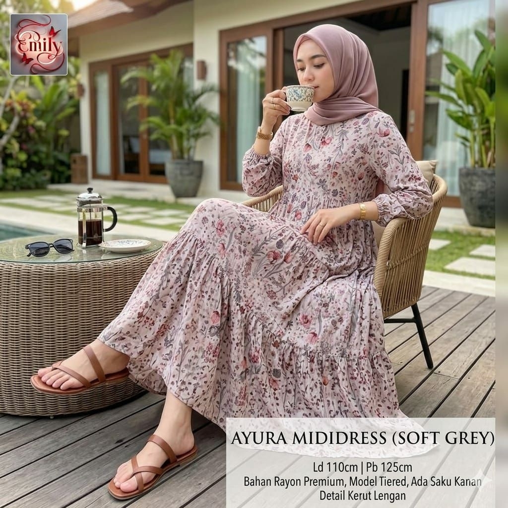Ready Ayura MIDI DRESS New Best Seller Real Pict C-639