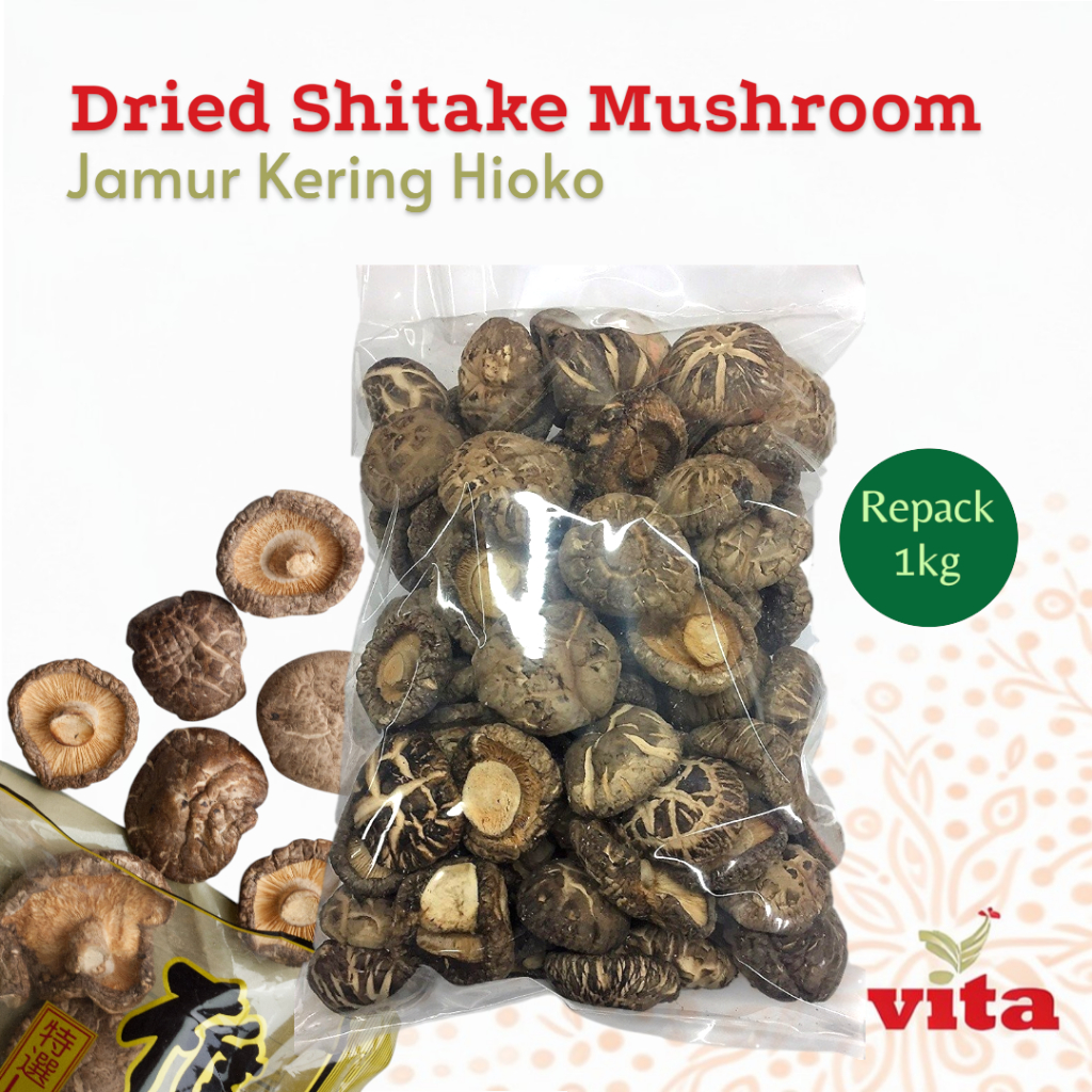 Shitake Hioko Jamur Kering Besar Repack 1kg