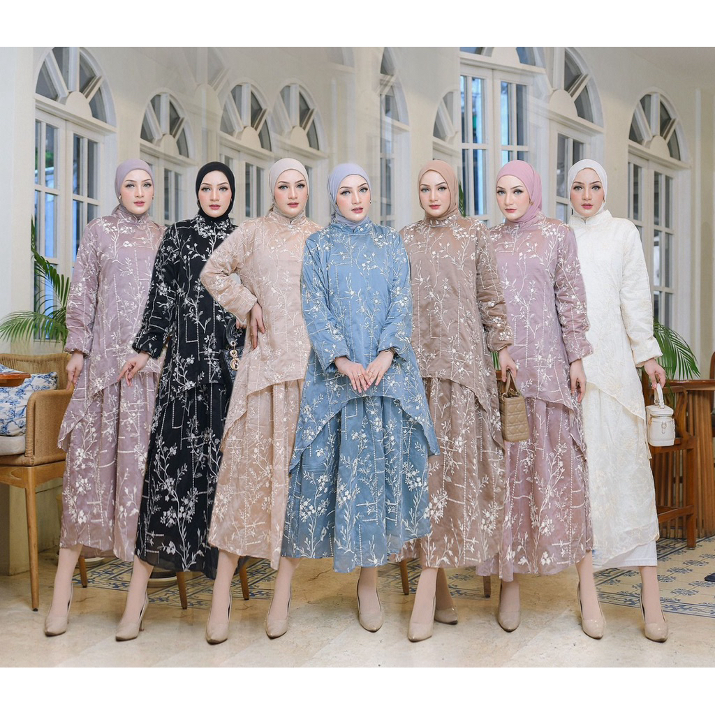 dress midi binor kombi bordir ORI / set overall jeans import viral overal pita jeans viral