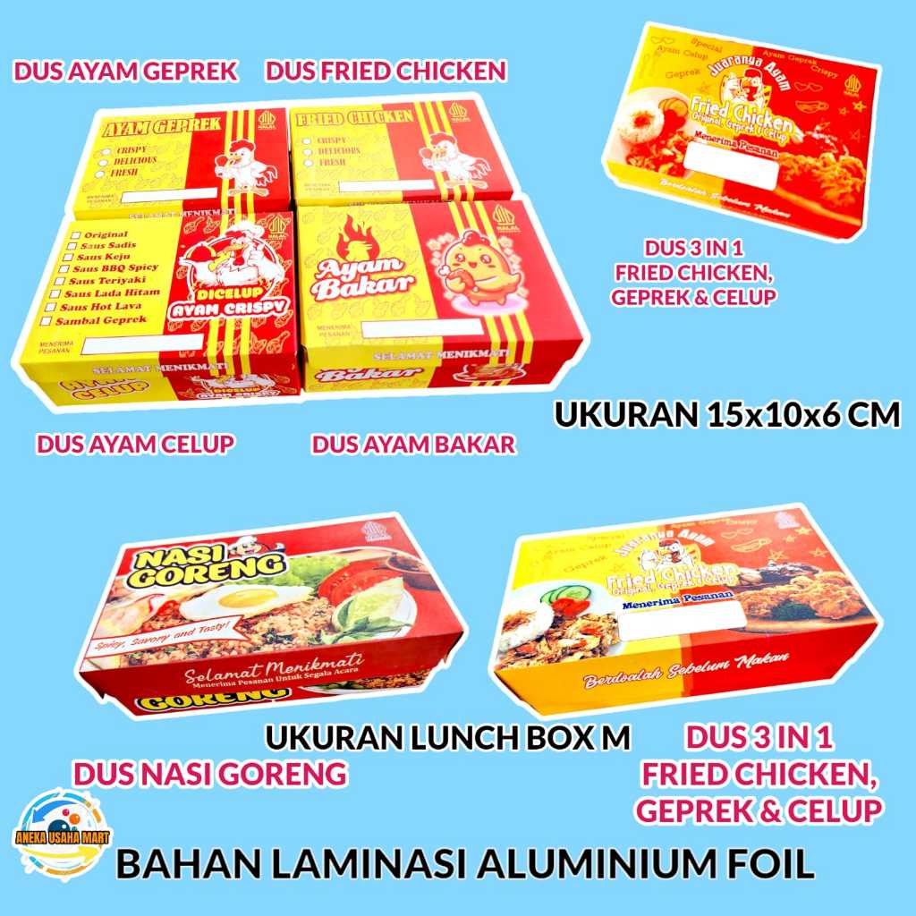 Dus Ayam Celup, Ayam Geprek, Ayam Bakar Dan Dus Fried Chicken - Dus Nasi Goreng