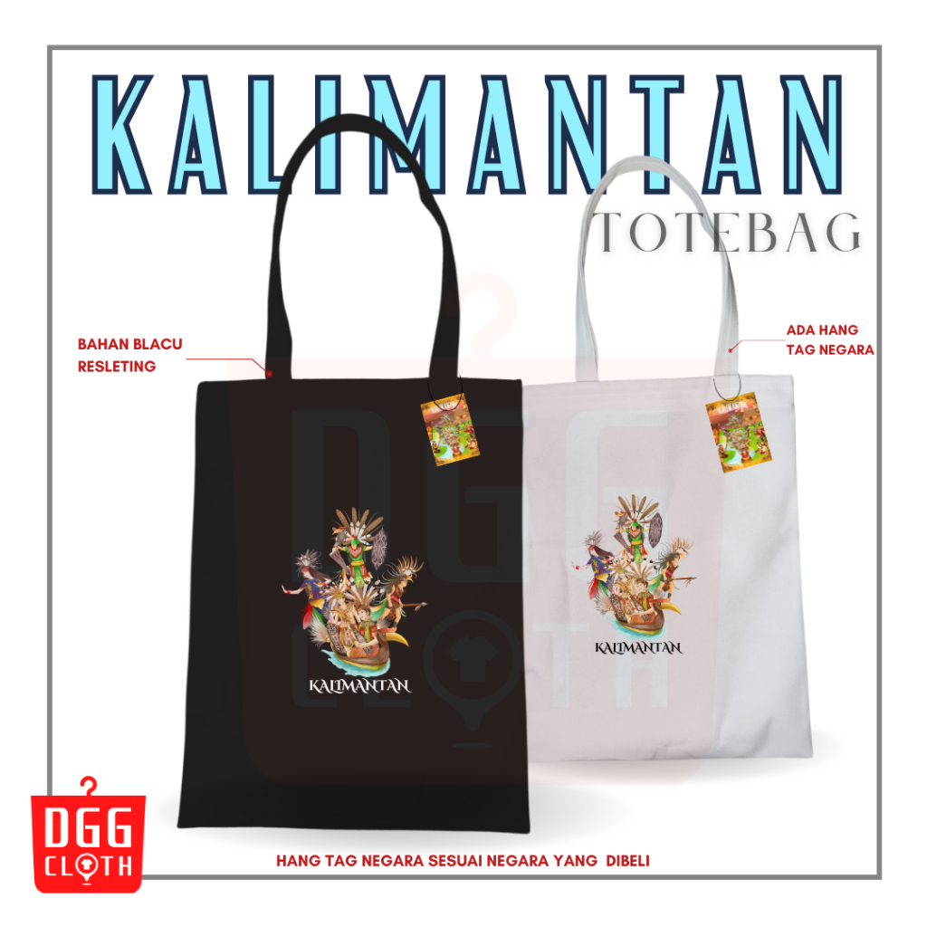 DGGCloth Totebag Resleting Kalimantan Souvenir Tas Oleh Oleh Kalimantan Bahan Kanvas 1