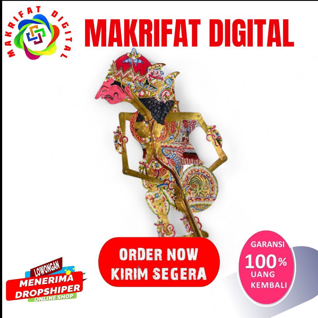 ZACK MART Wayang Kulit Kerbau Prabu Karno Ukuran 60cm Asli Kualitas Alusan Super Premium Bergaransi 