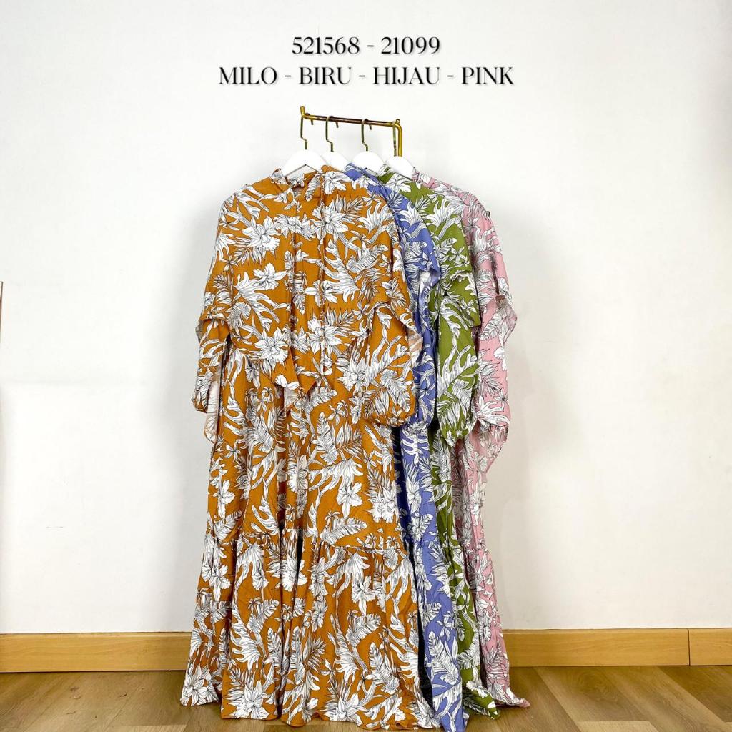 521568 - 21099 LONG MAXI BERGO BUNGA FLOWY SLETING DEPAN BUSUI JILBAB SORONG GAMIS BUNGA BASIC TANGA