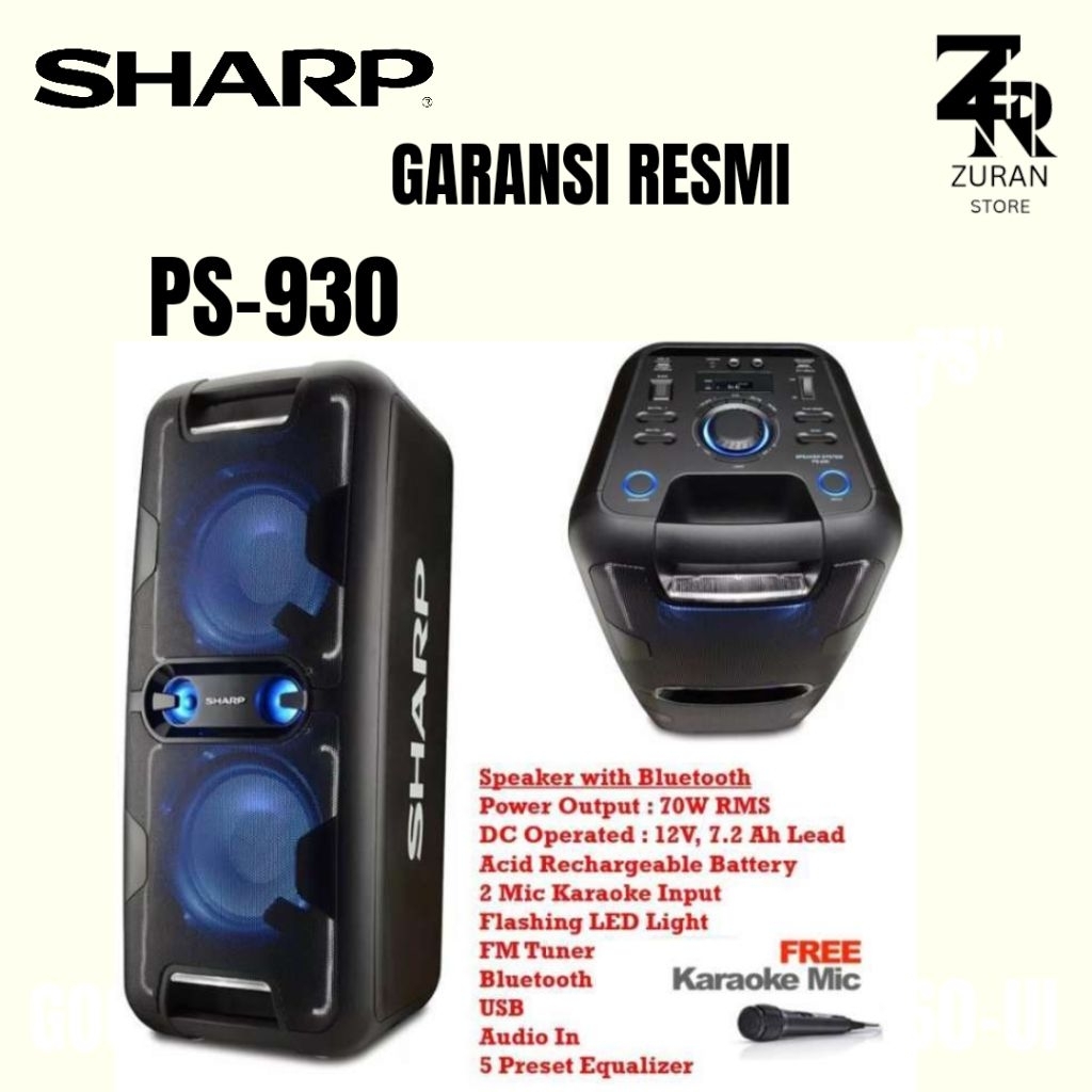 SHARP PS-930 / PS930 SPEAKER PORTABLE BLUETOOTH KAROKE