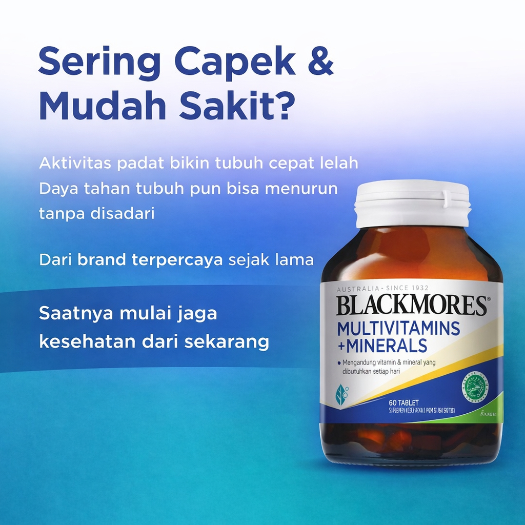 Blackmores Multivitamin + Mineral Original Import | Vitamin Lengkap, Energi, Imun, Stamina, Suplemen