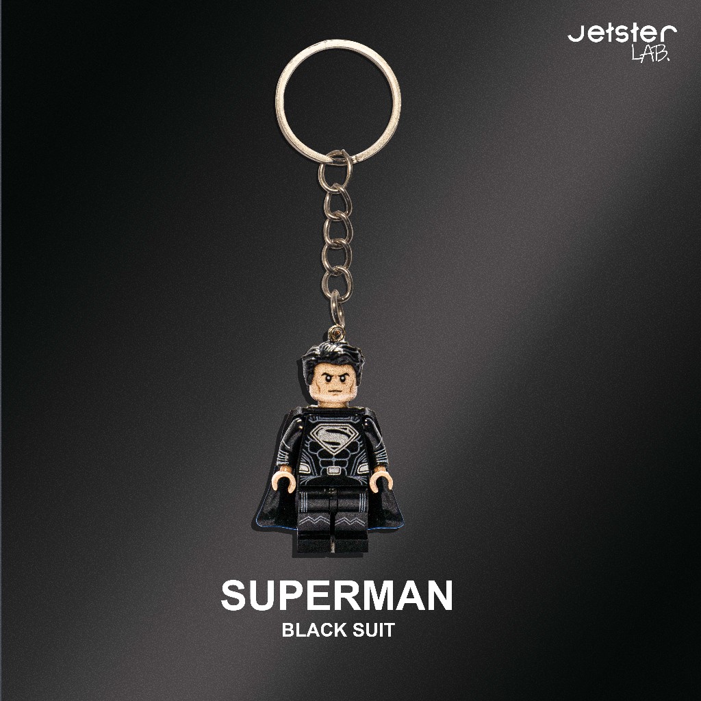 Jetster Lab Keychain Gantungan Kunci Figure Superman Black Suit Aksesoris DC