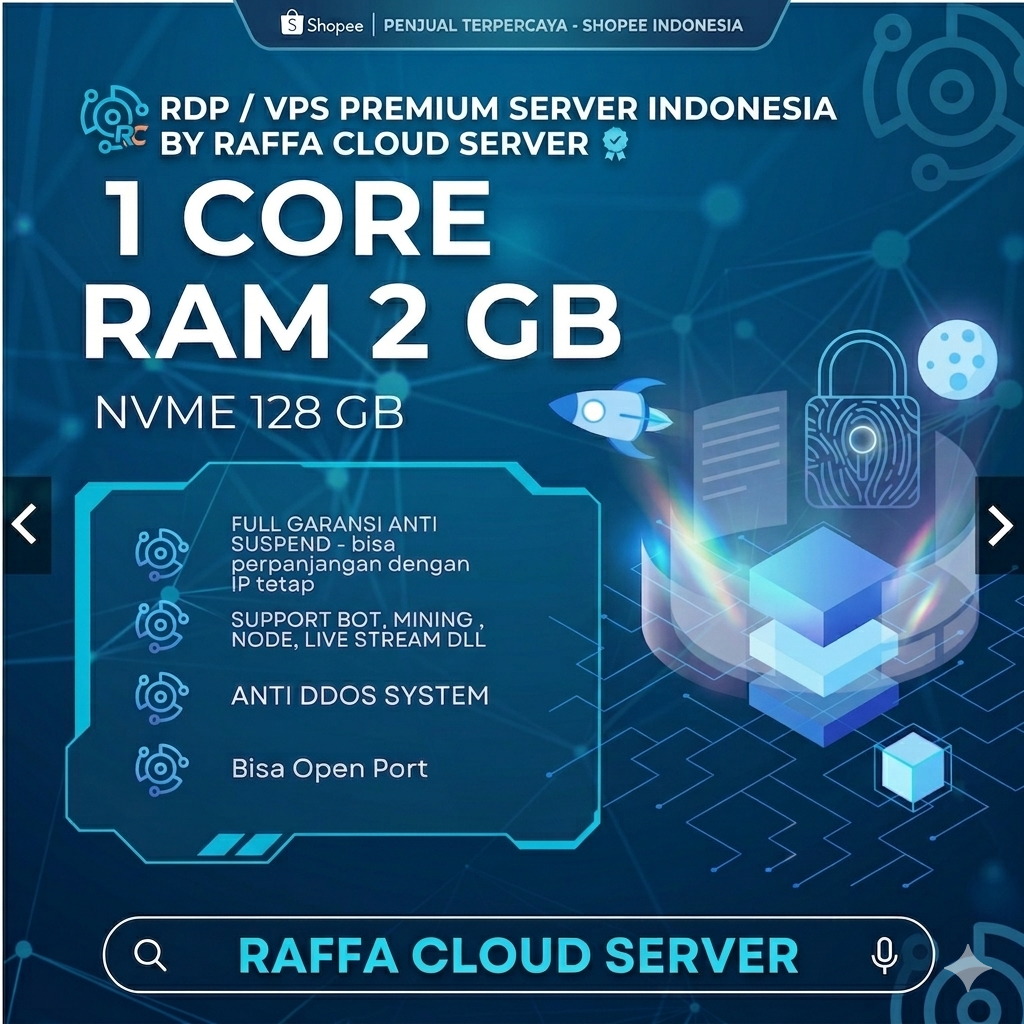 RDP / VPS LEGAL PREMIUM INDONESIA 1 CORE RAM 2 GB MURAH HARIAN, MINGGUAN, BULANAN, TAHUNAN  FULL GAR