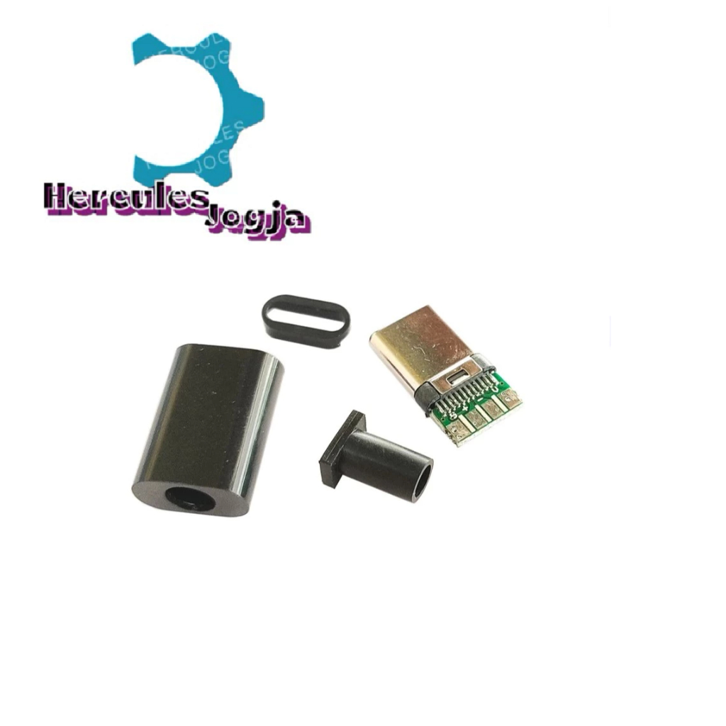 Kepala Konektor USB Type-C Male 4 pin Model Colok dengan Cover