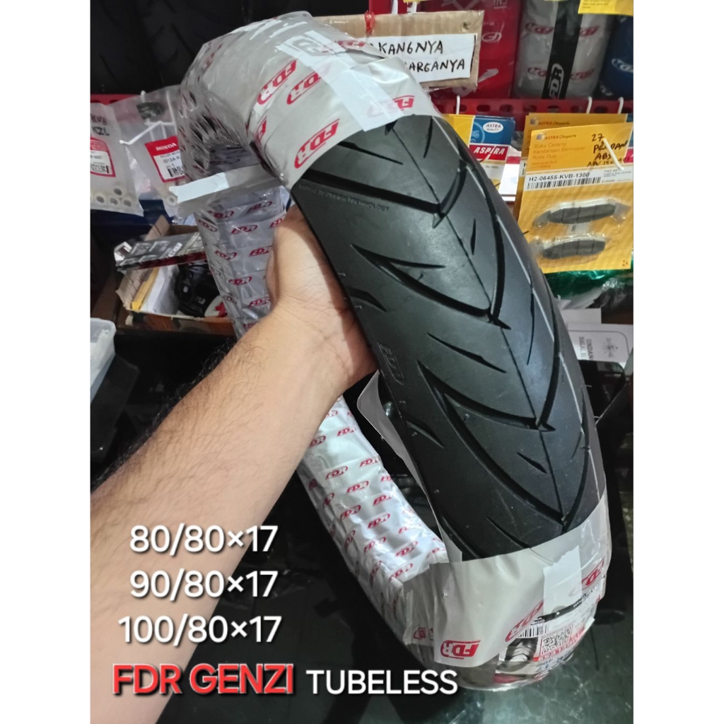 ban luar fdr genzi tubeless ukuran 80/80 90/80 100/80 Ring 17, cocok untuk ban cb150r old vixion old