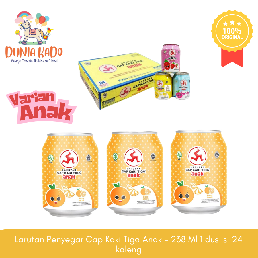 Larutan Penyegar Cap Kaki Tiga Anak - 238 Ml 1 dus isi 24 kaleng