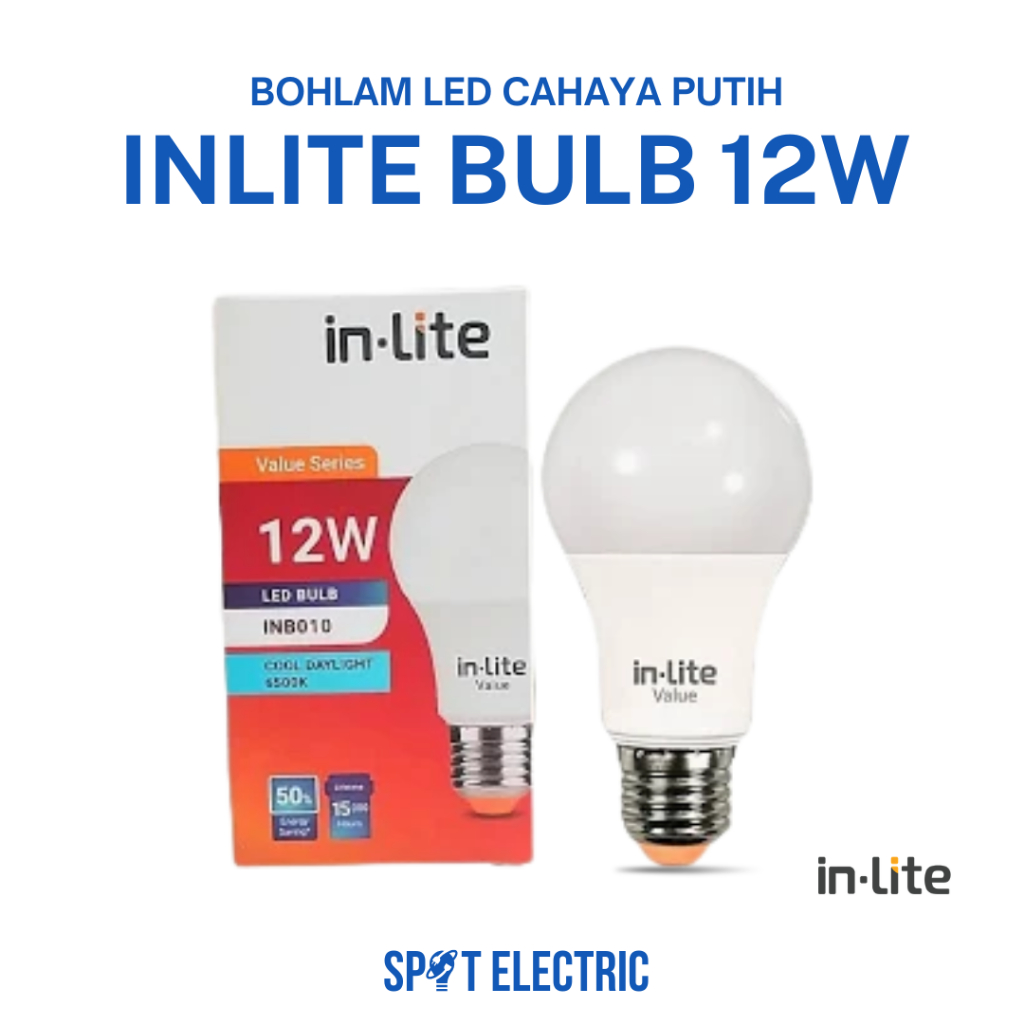 Bohlam LED Inlite 12 Watt Putih | Lampu LED Hemat Energi Terang Maksimal