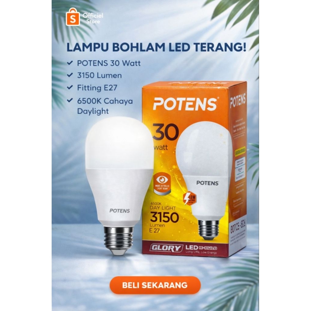 Lampu LED Potens Bulb 3W / 5W / 8W / 10W / 14W / 18W / 23W / 26W / 30W  E27 6500K Daylight Hemat Ene