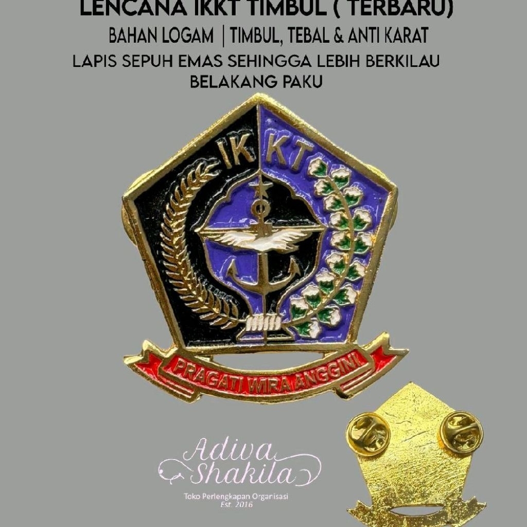 ADIVA-- LENCANA IKKT TIMBUL LOGAM / TIPIS KUNINGAN