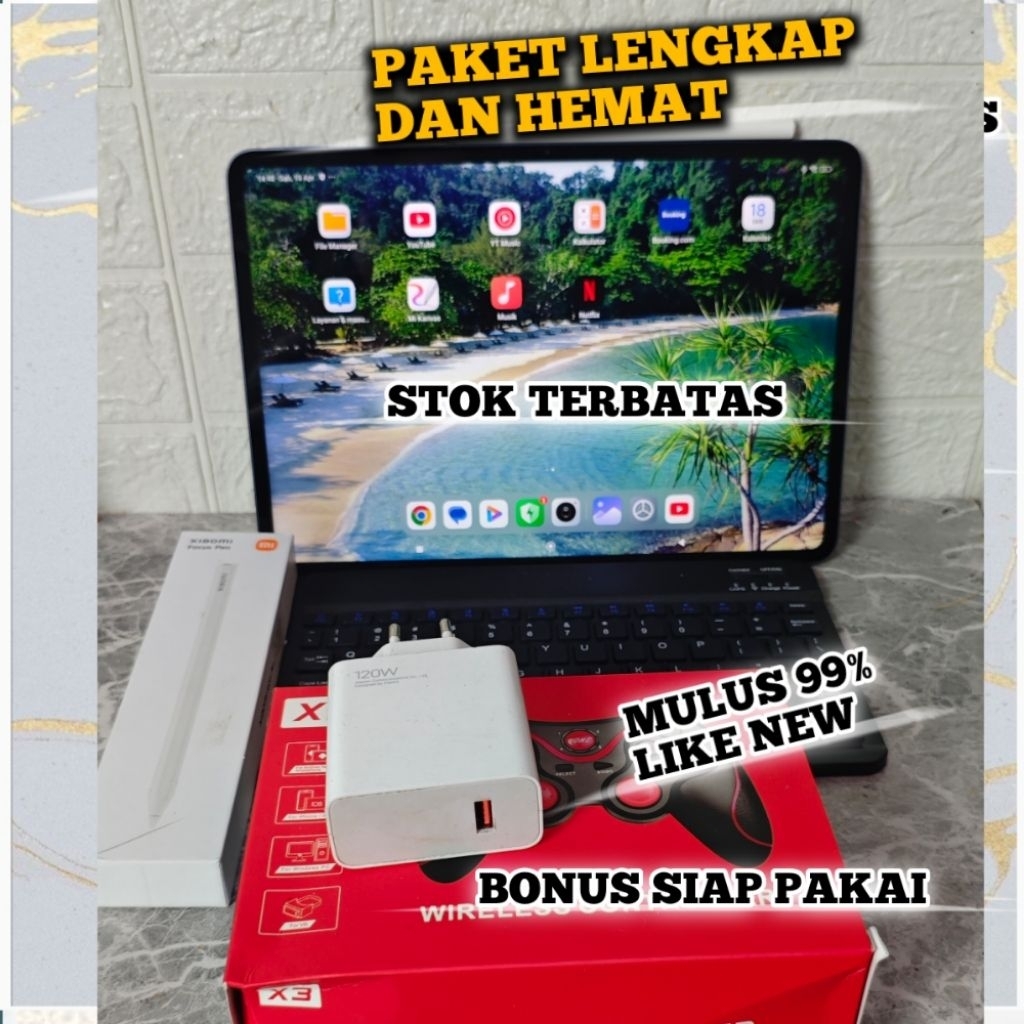 Tablet Kerja Mi Pad 6S Pro Ram 8 256 & MI PAD 6 Bonus Keyboard Pen Ori Cocok Desain Editing Second L
