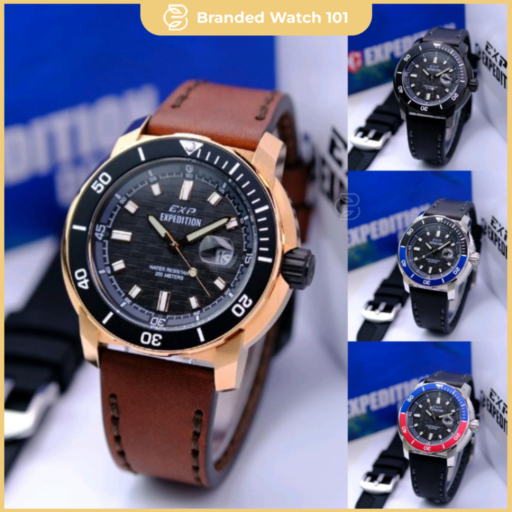 ORIGINAL Jam Tangan Pria Expedition E 6335 / E6335 / 6335 Garansi Resmi 1 Tahun, Leather