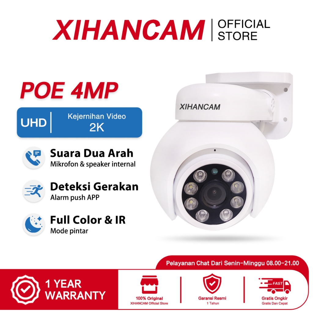 XIHANCAM CCTV POE 4MP IP Camera CCTV Outdoor Waterproof Kamera 360 CCTV Jarak Jauh Lewat HP