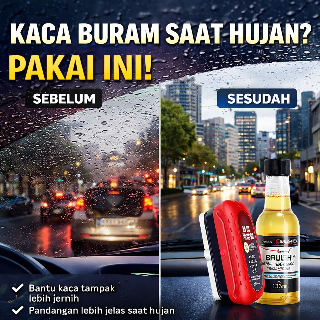 Pembersih Kaca Mobil Anti Buram | Wiper Glass Coating Bikin Kaca Jernih Saat Hujan Sekali Usap