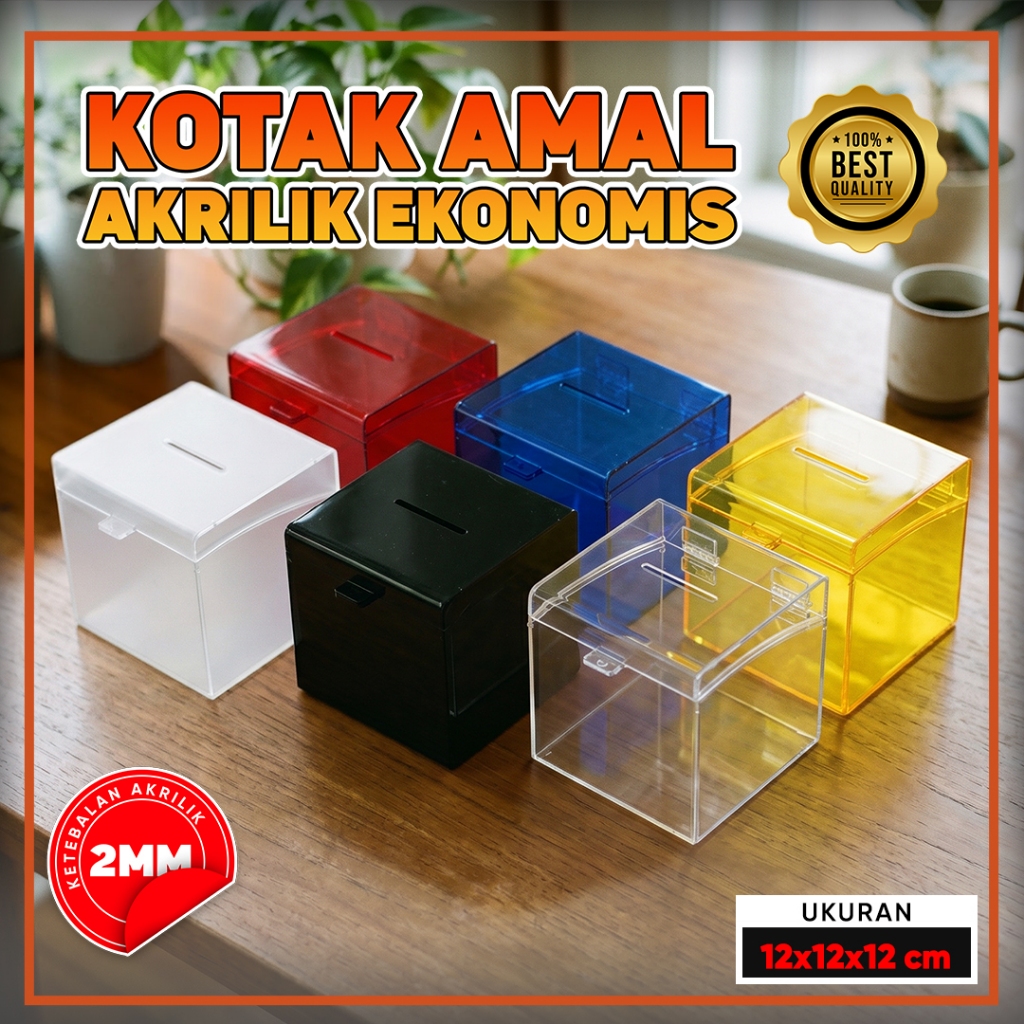 Kotak Amal Akrilik / Kotak Saran Ekonomis Edition Acrylic 12x12x12 cm